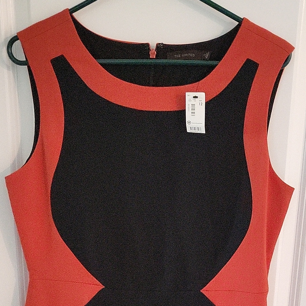 The Limited Black and Deep Orange Contrast Midi Dress - Picture 5 of 5
